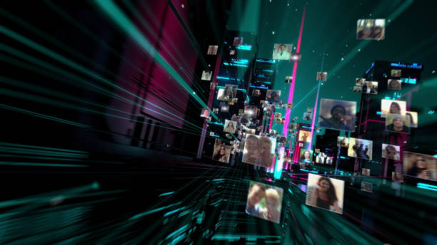 istock Life in holographic city. Global networking 1178751734