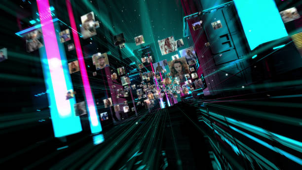 istock Life in holographic city. Global networking 1178751854