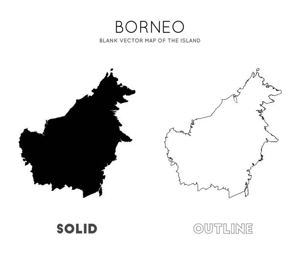 illustrazioni stock, clip art, cartoni animati e icone di tendenza di mappa del borneo. - island of borneo