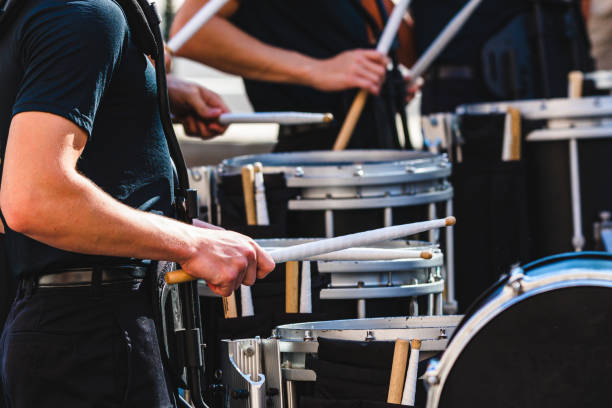 istock portion of the marching band drum line performing 1178758042