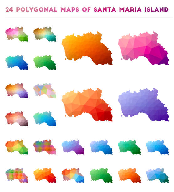 ilustrações de stock, clip art, desenhos animados e ícones de set of vector polygonal maps of santa maria island. - natal lisboa