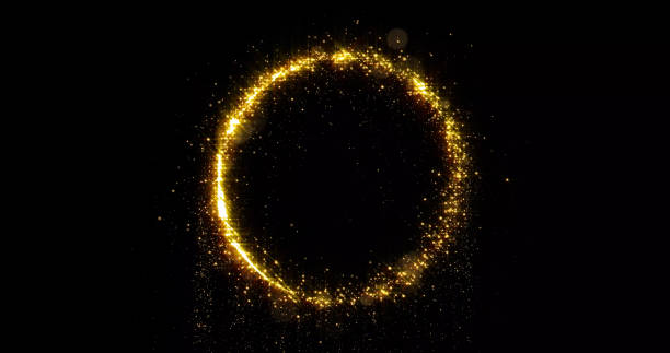 istock Golden glitter circle, sparkling light shine and particles bokeh glow. Gold glittering ring, magic shimmer bright light 1178761416