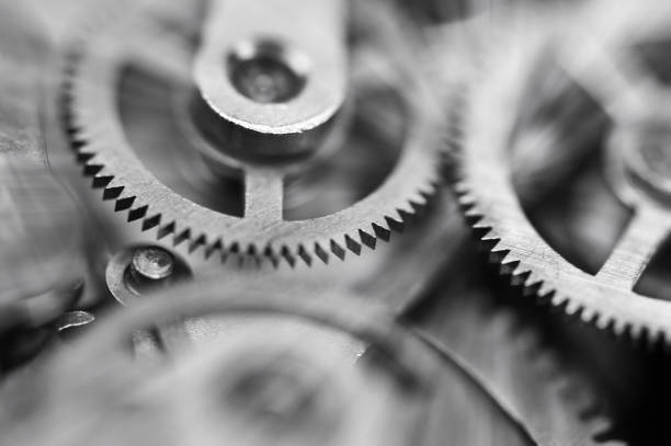 istock Gears black-and-white. Industrial background. The concept of technology, time, teamwork, infinity, business projects 1178761681
