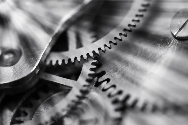 istock Gears black-and-white. Industrial background. The concept of technology, time, teamwork, infinity, business projects 1178761741