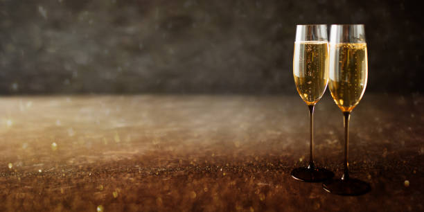 Champagne on a wooden table