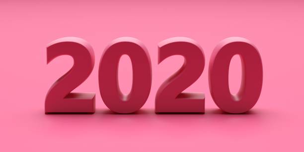 istock 2020 new year on pink color background. 3d illustration 1178764582