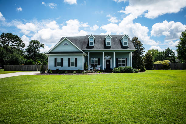 istock Front View of blue house with siding in the suburbs 1178764767