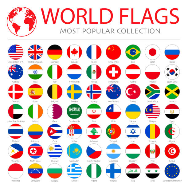 ilustraciones, imágenes clip art, dibujos animados e iconos de stock de world flags - vector round flat icons - ilustración de stock más popular - australia national flag