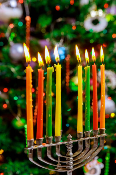 istock Brightly Glowing Hanukkah Menorah soft focus 1178765749