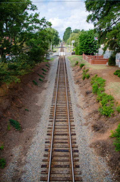 Looking down the railroad tracks in Waxhaw North Carolina.