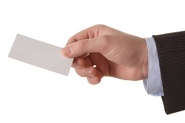 istock businessman  hand with a empty business card over white 117876817