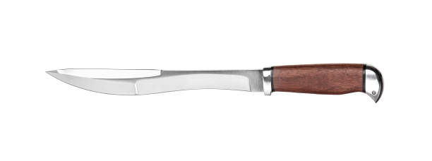 istock Hunting knife with wooden handle. Isolated on white background. 1178770908