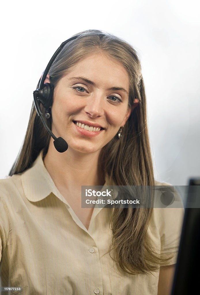 Schöne Geschäftsfrau lächelnd - Lizenzfrei Callcenter Stock-Foto