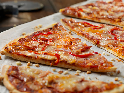 Pepperoni Flat Bread Pizza with Red Peppers