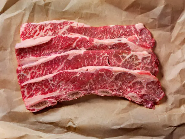 Photo of Thin Cut, Raw Beef Short Ribs