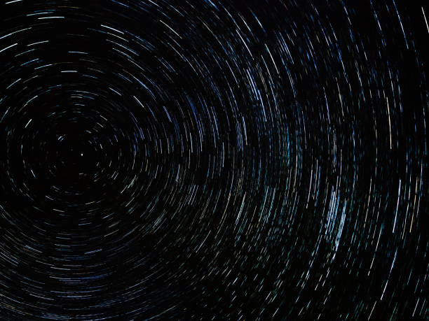 Star trail Night sky with circle star trail. Long exposure shot long shutter speed stock pictures, royalty-free photos & images