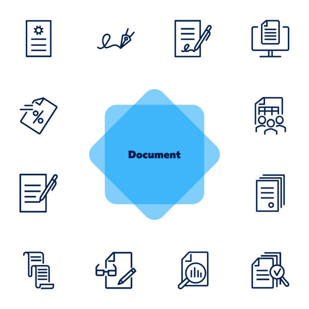 dokumentzeilensymbolsatz - endorsing business application form filling stock-grafiken, -clipart, -cartoons und -symbole