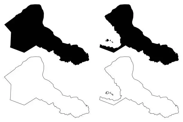 Vector illustration of Rio San Juan Department (Republic of Nicaragua, Departments of Nicaragua) map vector illustration, scribble sketch Río San Juan (NI-SJ) map