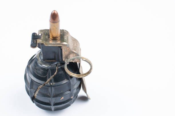 istock Bomb and bullet isolated on white background.Copy space. 1178782992
