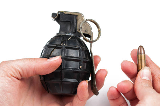 istock Bomb and bullet isolated on white background.Copy space. 1178783413
