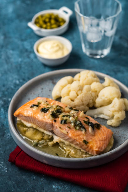 istock Solomon fillet with pineapple and cauliflower. Fish with vegetables. 1178784400