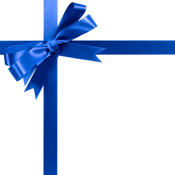 istock Royal blue gift ribbon bow horizontal corner border isolated on white. 1178784927