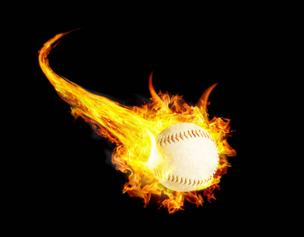 istock Baseball ball on fire with smoke and speed 1178789964