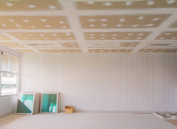 istock gypsum board ceiling structure and plaster mortar wall painted foundation white decorate interior room in building construction site 1178791332