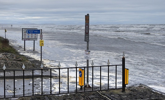 High seas during Storm Lorenzo storm on Bettystown Beach, County Meath, Ireland.