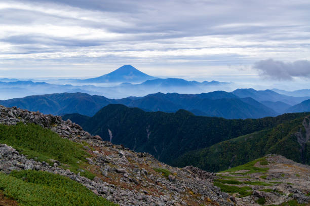 See the Mt.Fuji from South Alps ,Yamanashi Prefecture,Japan See the Mt.Fuji from South Alps ,Yamanashi Prefecture,Japan akaishi mountains stock pictures, royalty-free photos & images