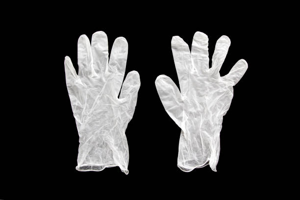 Disposable rubber gloves isolated on background stock photo