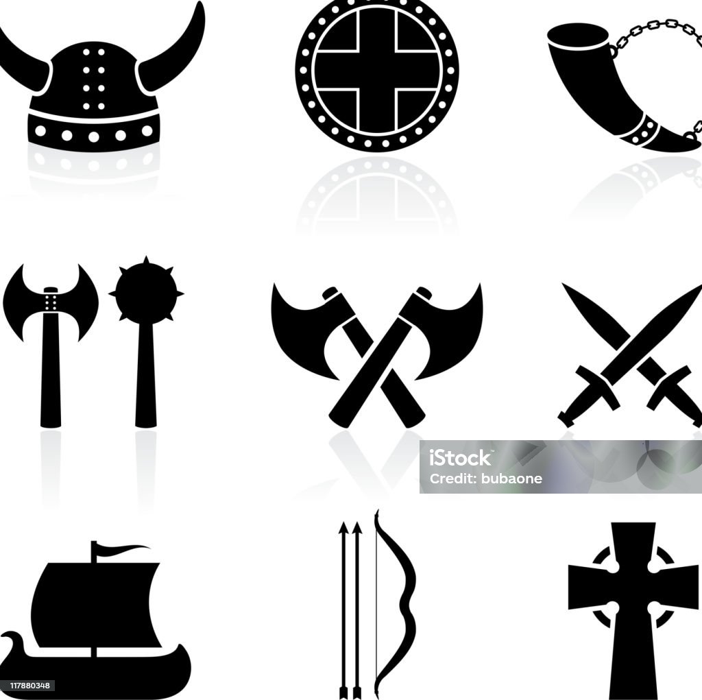 viking black and white royalty free vector icon set  Viking Ship stock vector