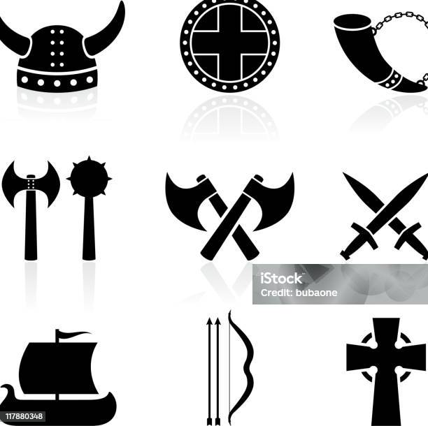 Viking Black And White Royalty Free Vector Icon Set Stock Illustration - Download Image Now