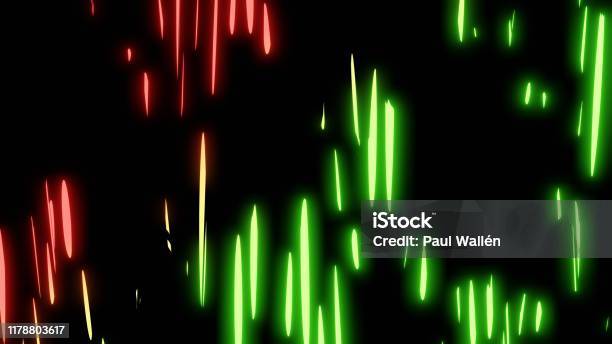 Glowing Abstract Stripes On Black Background 3d Rendering Stock Photo - Download Image Now
