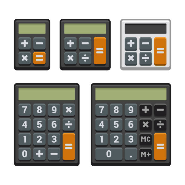 Calculator Icons Set on White Background. Vector Calculator Icons Set on White Background. Vector illustration accounting office background stock illustrations