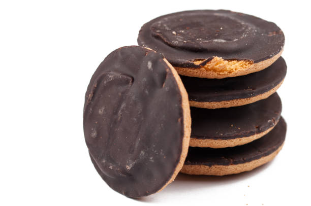 istock Chocolate cookies isolated on white background.Copy space. 1178806221