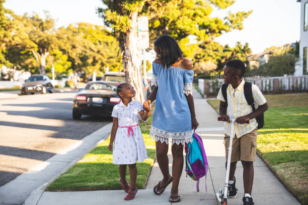 istock Family coming back from school in USA 1178808527