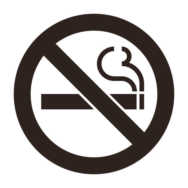 No smoking sign No smoking sign. Smoking prohibited symbol isolated on white background cigarette warning label stock illustrations