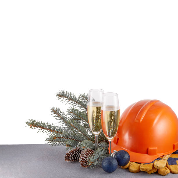 construction  protective clothes and christmas - food and drink industry audio imagens e fotografias de stock