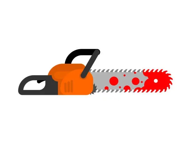 Vector illustration of Chainsaw and blood. Murder Tool vector illustration