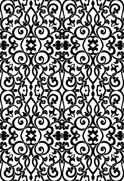 abstraktes schwarz-weißes muster. - lace seamless vector silhouette stock-grafiken, -clipart, -cartoons und -symbole