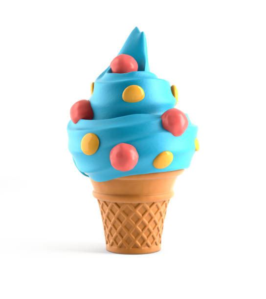 Blue ice cream with candy and chewing gum