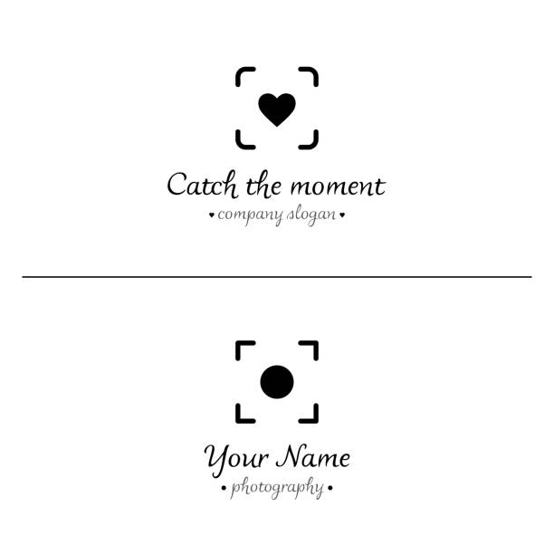 Photography logo template Catch the moment concept. Focus icon and symbol. Modern flat design. heart shape photos stock illustrations