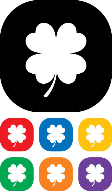 vier blatt klee icon set - clover celebration event sparse simplicity stock-grafiken, -clipart, -cartoons und -symbole