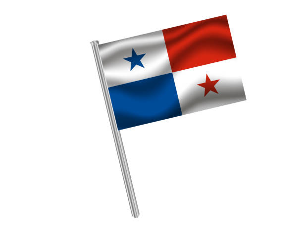 istock Panama National flag, shadow waving effect with flagpole on white background. For your business. original color and proportion. vector illustration, from countries set. 1178825688
