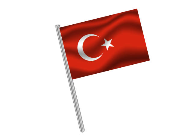 istock Turkey National flag, shadow waving effect with flagpole on white background. For your business. original color and proportion. vector illustration, from countries set. 1178826085
