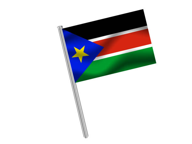 istock South Sudan National flag, shadow waving effect with flagpole on white background. For your business. original color and proportion. vector illustration, from countries set. 1178826149