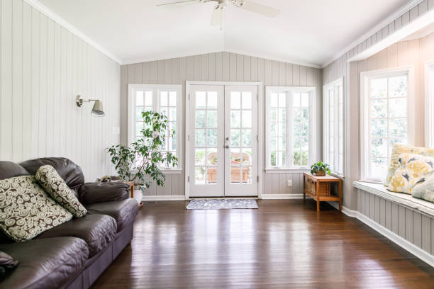 istock Large and open living room den sun room 1178826945