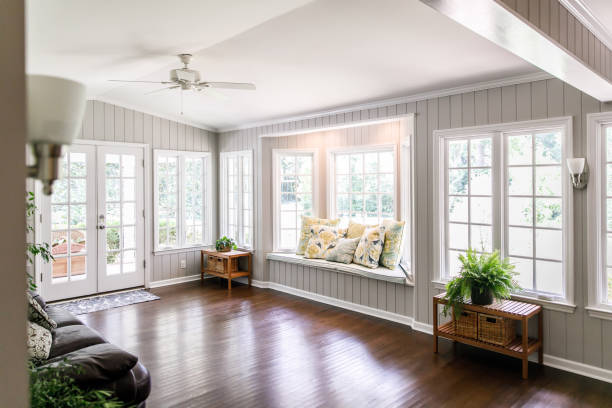 istock Large and open living room den sun room 1178826960