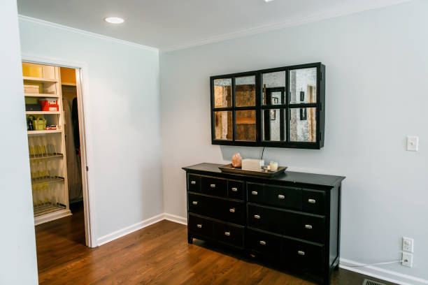 istock Window pane mirror over dresser 1178826981